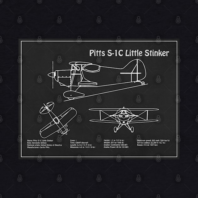 Betty Skelton Pitts S-1C Little Stinker Blueprint - PD by SPJE Illustration Photography